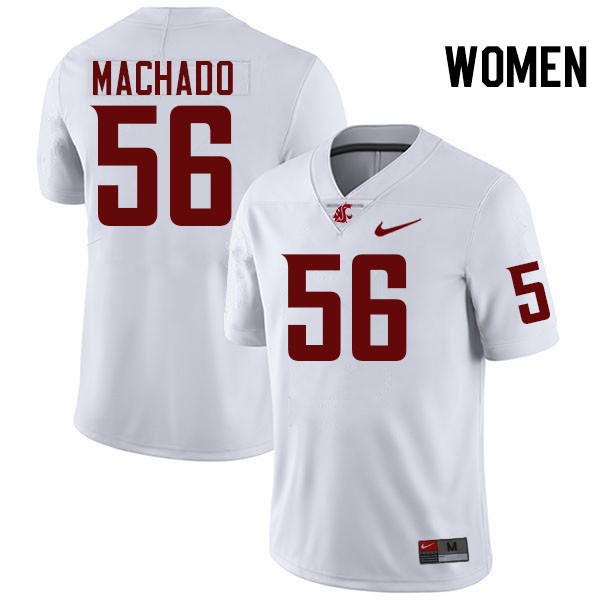 Women #56 Gauge Machado Washington State Cougars College Football Jerseys Stitched-White